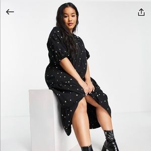 ASOS Curve star embroidered midi smock dress
